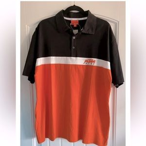 KTM Powerwear Short Sleeve Button Front Polo  Shirt Unisex SZ XL Black Orange